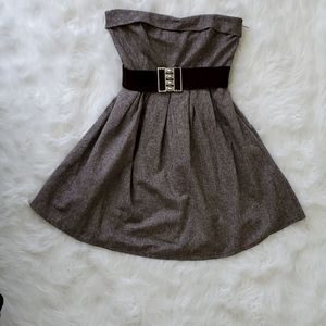 Brown tube top dress with belt